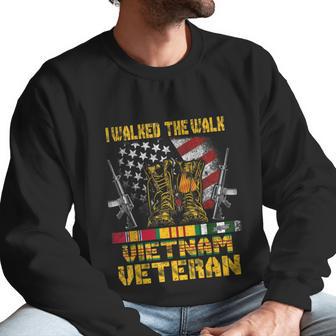 Funny Vietnam Veteran With Us Flag Gift With Combat Boots Patriotic Gift Men Sweatshirt | Favorety CA