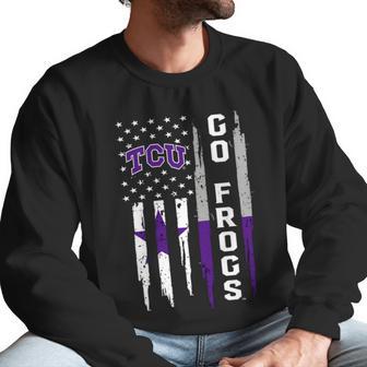 Go Tcu Horned Frogs American Flag Men Sweatshirt | Favorety