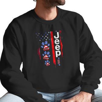 Jeep Dog Paw Print American Flag 4Th Of July Pet Car Lover Gift Men Sweatshirt | Favorety AU