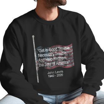 John Lewis Good Trouble American Flag Men Sweatshirt | Favorety UK