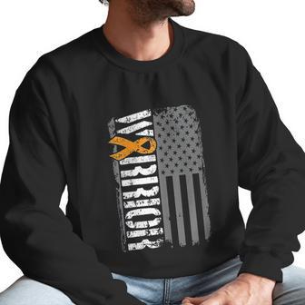 Kidney Warrior Sideways Awareness Ribbon Usa Flag Men Sweatshirt | Favorety UK