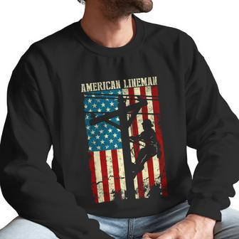 Line American Flag Electric Cable Gift Patriotic Line Gift Men Sweatshirt | Favorety