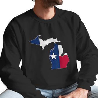 Michigan State Map Texas Flag Men Sweatshirt | Favorety DE