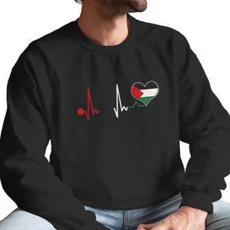 Palestine Flag Proud Palestinian Heartbeat Men Sweatshirt | Favorety CA