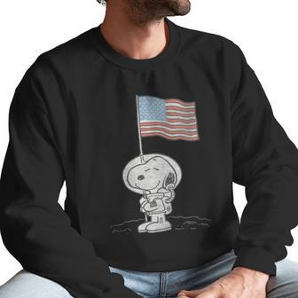 Peanuts Snoopy Astronaut American Flag 1St Step On The Moon Shirt Men Sweatshirt | Favorety