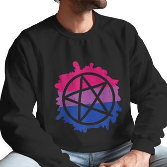 Pentagram Satanic Goth Lgbtq Bisexual Flag Gay Pride Ally Bi Men Sweatshirt | Favorety