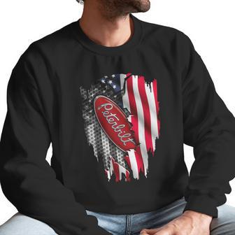 Peterbilt Logo Red Design Usa Flag American Independence Day Truck Fans Patriots Shirts Men Sweatshirt | Favorety DE