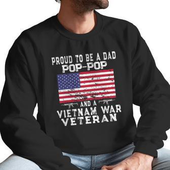 Mens Proud Dad Pop-Pop Vietnam War Veteran - Retro Us Flag Grandpa Men Sweatshirt | Favorety