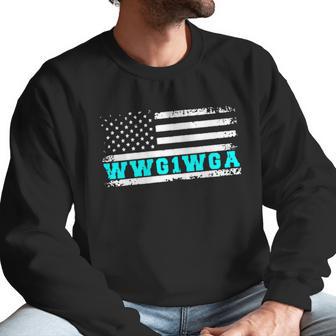 Qanon Apparel Wwg1wga Us Flag Retro Q Anon Men Sweatshirt | Favorety DE