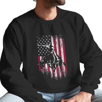 Rodeo Bull Rider Patriotic American Flag Cowboys Men Sweatshirt | Favorety