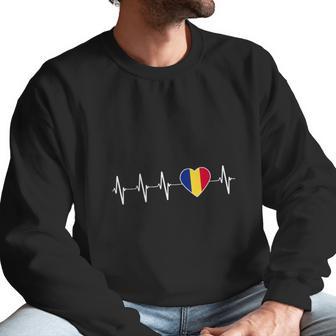 Romanian Heartbeat I Love Romania Heart Flag Men Sweatshirt | Favorety CA