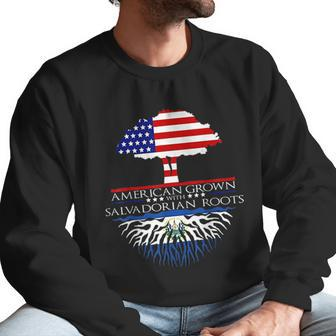 Salvadorian Roots American Grown Us El Salvador Flag Men Sweatshirt | Favorety