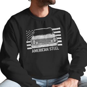 Square Body Chevy Gmc Truck And American Flag Men Sweatshirt | Favorety AU