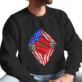 Super Moroccan Heritage Morocco Roots Usa Flag Gift Men Sweatshirt | Favorety UK