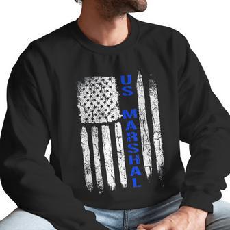 Thin Blue Line Flag American Us Marshal Men Sweatshirt | Favorety AU