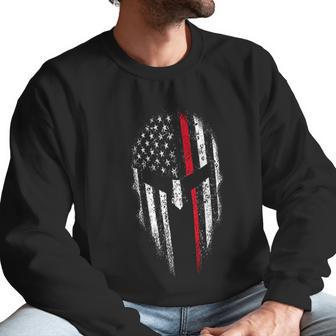 Thin Red Line Usa Flag Firefighter Spartan Men Sweatshirt | Favorety