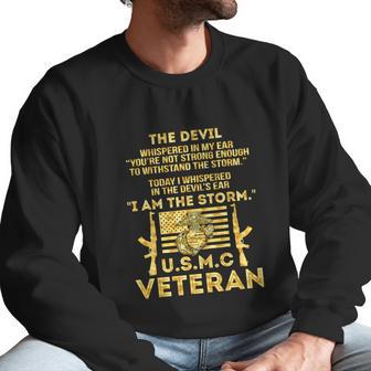 U S M C Veteran I Am The Storm Gold Foil Effect Graphic Design Printed Casual Daily Basic Men Sweatshirt | Favorety