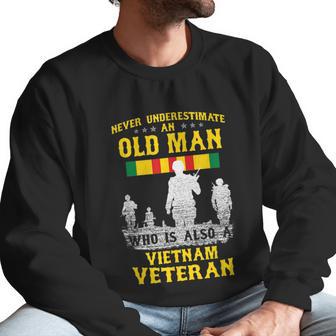 Mens Never Underestimate An Old Man Vietnam Veteran Gift Graphic Design Printed Casual Daily Basic Men Sweatshirt | Favorety DE