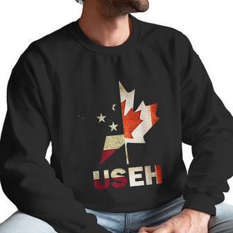 Useh Leaf Canadian American Flag Canada Usa Gift Men Sweatshirt | Favorety