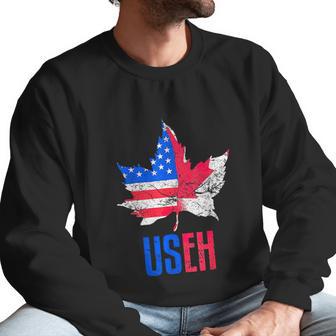 Useh Leaf Canadian American Flag Canada Usa Patriotic Men Sweatshirt | Favorety DE