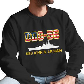 Uss John Mccain Ddg-56 Usa Flag Graphic Design Printed Casual Daily Basic Men Sweatshirt | Favorety AU