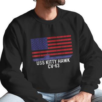 Uss Kitty Hawk Cv63 Aircraft Carrier Vintage Usa Flag Men Sweatshirt | Favorety