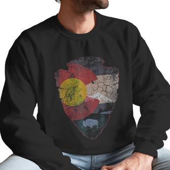 Vintage Colorado Flag Arrowhead Retro Fade Men Sweatshirt | Favorety