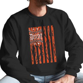 Vintage Detroit Baseball Flag With Tiger Stripes Men Sweatshirt | Favorety CA