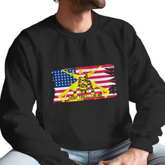 Mens Worn American Flag With Dont Tread On Me Ga Men Sweatshirt | Favorety AU