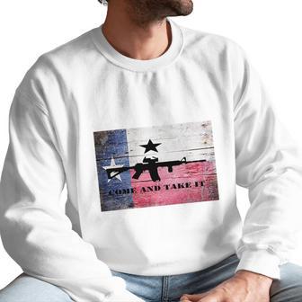 Come And Take It Ar 15 Rifle Texas Flag Men Sweatshirt | Favorety AU