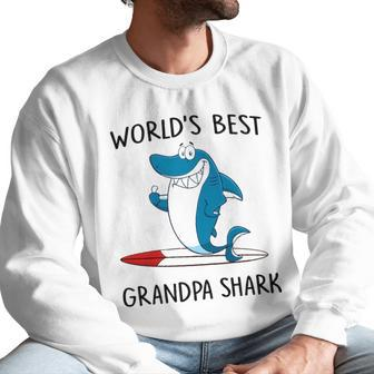 Grandpa Gift Worlds Best Grandpa Shark Men Sweatshirt | Favorety