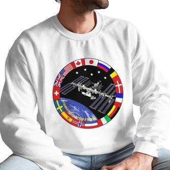 International Space Station T-Shirt Nasa Iss Flag Logo Men Sweatshirt | Favorety