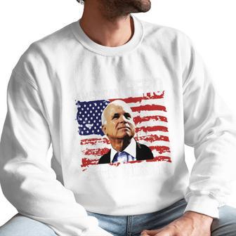 John Mccain T-Shirt - American Hero Retro Flag Usa Shirt Men Sweatshirt | Favorety