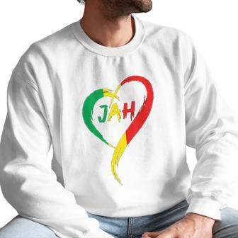 Love Jah Print Rasta Reggae Flag Heart Gift For Rastafarians Men Sweatshirt | Favorety DE