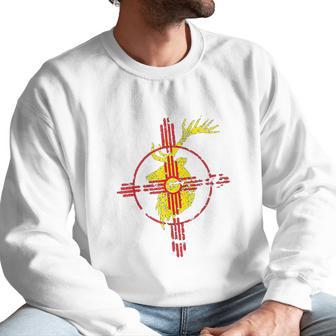 New Mexico State Flag Elk Hunting Zia Symbol Design Men Sweatshirt | Favorety AU