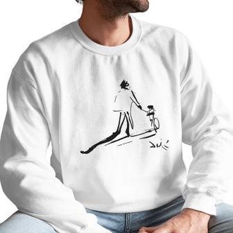 Salvador Dali Sketch Childhood With Father Riding A Bike 1971 Men Sweatshirt | Favorety DE