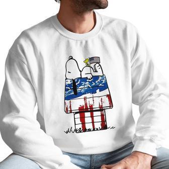 Snoopy Woodstock House American Flag 4Th Of July Independence Day Shirt Men Sweatshirt | Favorety AU