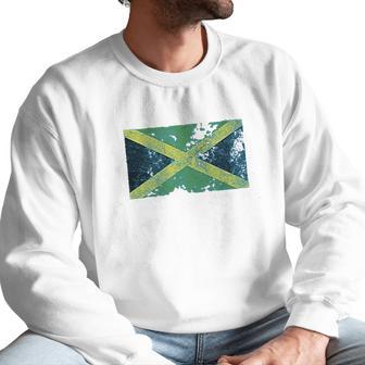 Trunk Candy Distressed Jamaica Flag Modern Fit Men Sweatshirt | Favorety