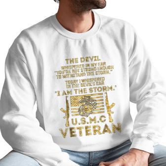 Usmc Veteran I Am The Storm Gold Effect Men Sweatshirt | Favorety CA