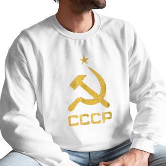 Vintage Cccp Flag Soviet Russian Union Communist Party Men Sweatshirt | Favorety