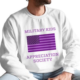 Military Kids Appreciation Society Veteran Of Us Army American Flag Graphic Design Printed Casual Daily Basic Men Sweatshirt | Favorety