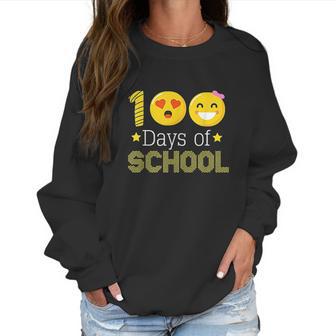 100Th Days Of School Kindergarten Teacher Emoji Women Sweatshirt | Favorety UK