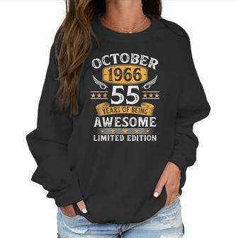 Womens 55 Years Old Birthday Vintage October 1966 Limited Edition V-Neck Women Sweatshirt | Favorety AU