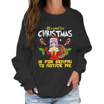 Anime Manga Gaming Cosplay Merry Christmas Senpai Notice Me Women Sweatshirt | Favorety CA