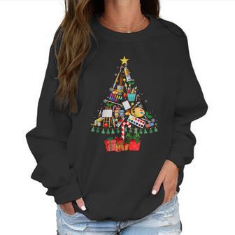 Art Xmas Tree Decor Art Teacher Ugly Artist Christmas Women Sweatshirt | Favorety UK