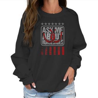 Ask Me About Horseshoe Pitching Ringer Women Sweatshirt | Favorety CA