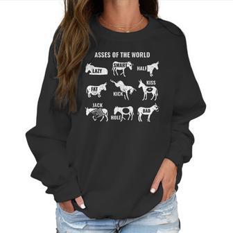 Asses The World Funny Lazy Smart Half Donkey Women Sweatshirt | Favorety UK