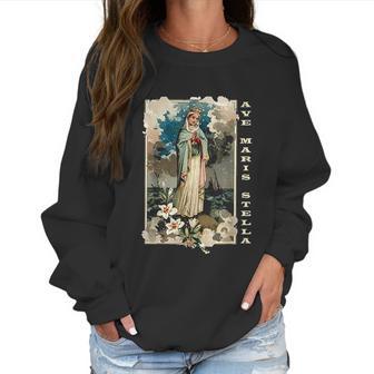 Ave Maris Stella Lady Blessed Mother Mary Latin Women Sweatshirt | Favorety DE