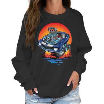 Awesome Classic Sixties Muscle Car Funny Hot Rod Cartoon Women Sweatshirt | Favorety AU