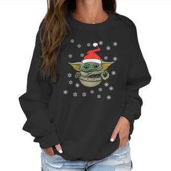 Baby Yoda Snow Merry Christmas The Mandalorian Shirt Women Sweatshirt | Favorety